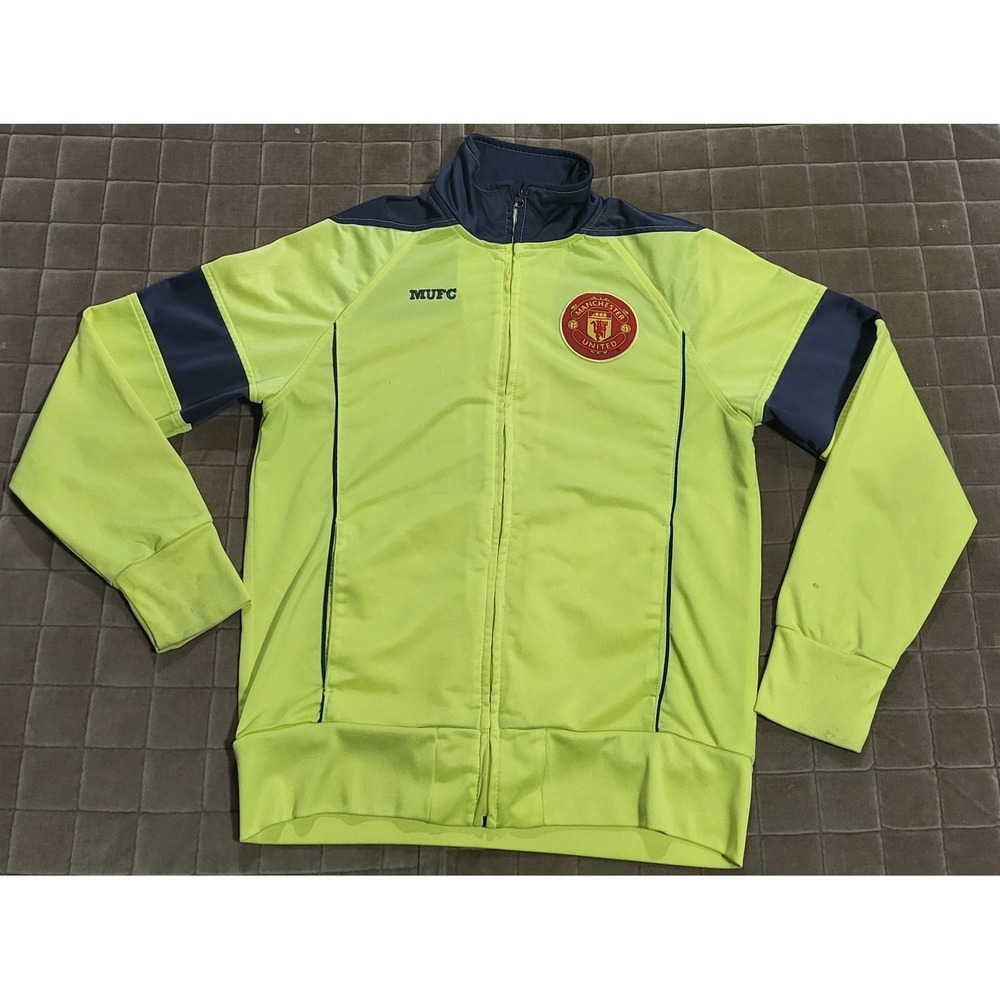 Manchester United Official Merch MUFC Yellow Zip Soccer  Track Jacket  Sz. Small